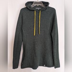 Women's XSMALL 100% Wool Green Hooded Pullover Sweater Top Title Nine XS REI Rab